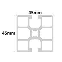 10-4545S2I-0-500MM MODULAR SOLUTIONS EXTRUDED PROFILE<br>45MM X 45MM 2GG SMOOTH SIDES INLINE, CUT TO THE LENGTH OF 500 MM